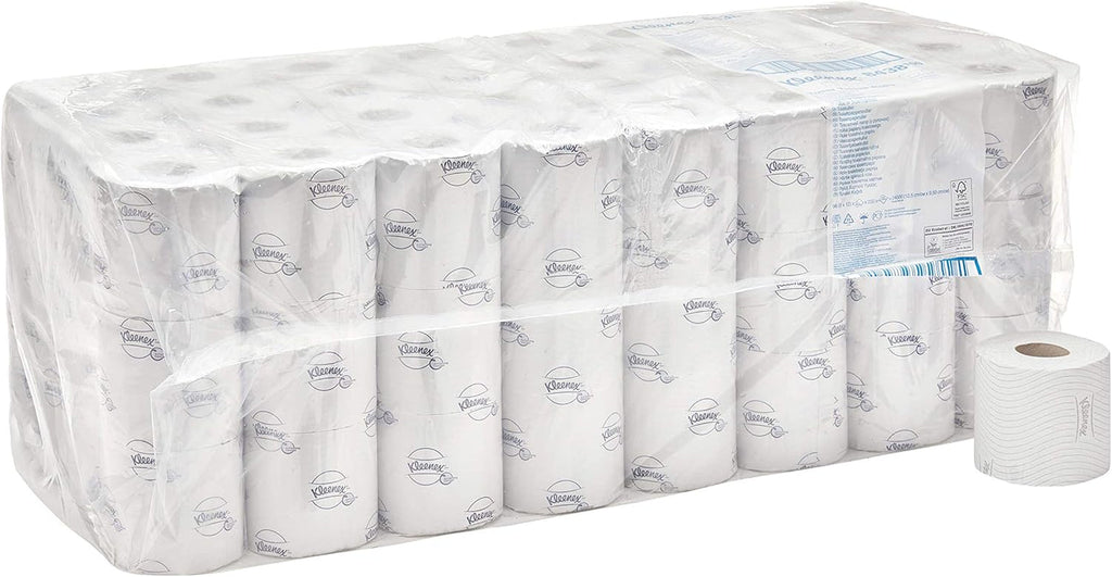 Kleenex Premium Role de hârtie igienică 8484, hârtie igienică cu 4 straturi, hârtie igienică cu foi căptușite din fibre pure 100%, hârtie certificată Fsc, 24 role X 160 (Insg. 3.840 foi)