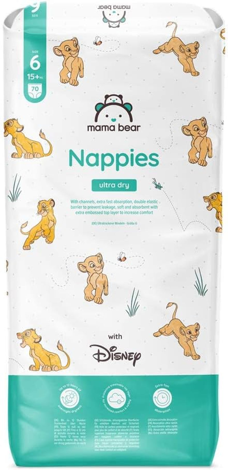 Marca Amazon: Mama Bear Disney Pañales ultra secos, tamaño 3 (4-9 kg) - Caja mensual, blanco, 172 unidades (2 paquetes de 86)