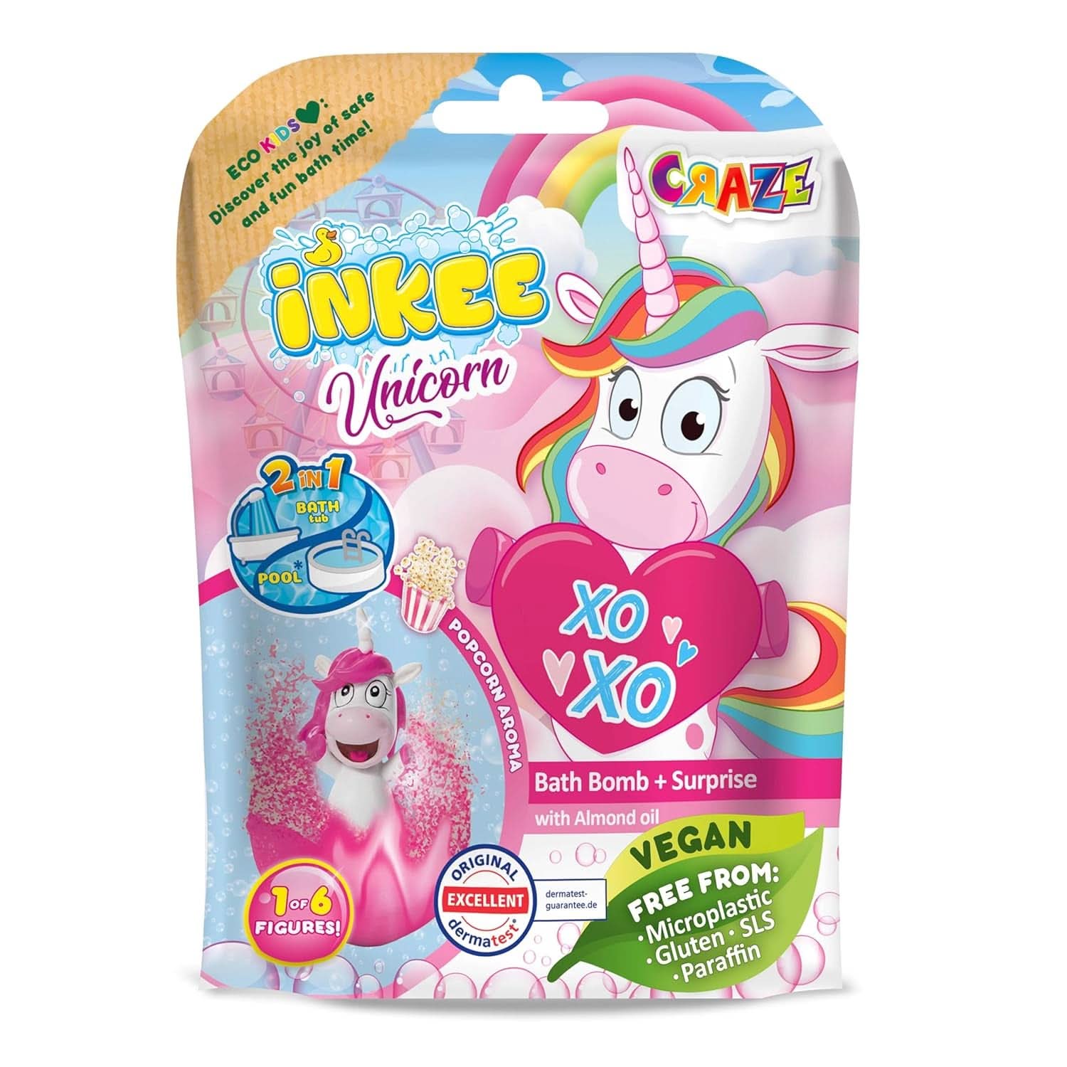 UNICORNIO TINTA | Bomba de baño para niños con sorpresa, 100 G, unicornio, aroma a palomitas Madre e Niño Naty Shop