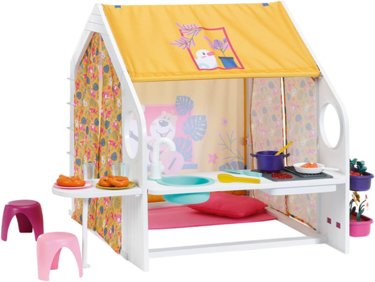 Casă de păpuși BABY born, Căsuță de weekend cu funcție de lumină și sunet, panouri laterale care se deschid, chiuvetă, grătar și multe accesorii, 832752, Zapf Creation