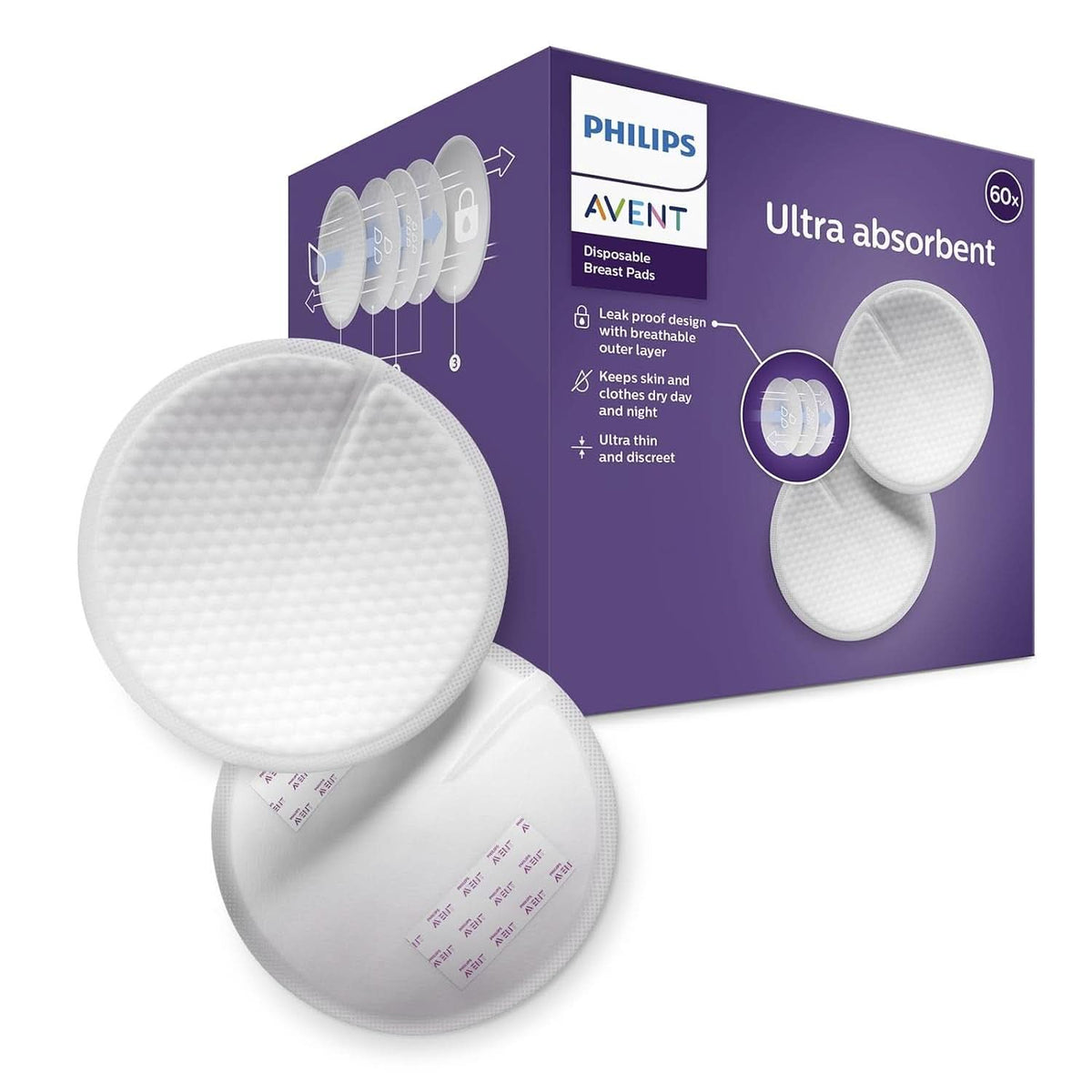 Philips Avent Einweg-Stilleinlagen, Ultra-Komfort Und Sicherheit, 60 Stück, Weiß (Modell SCF254/61) Accesorios Alimentación y Lactancia Bebe Naty Shop
