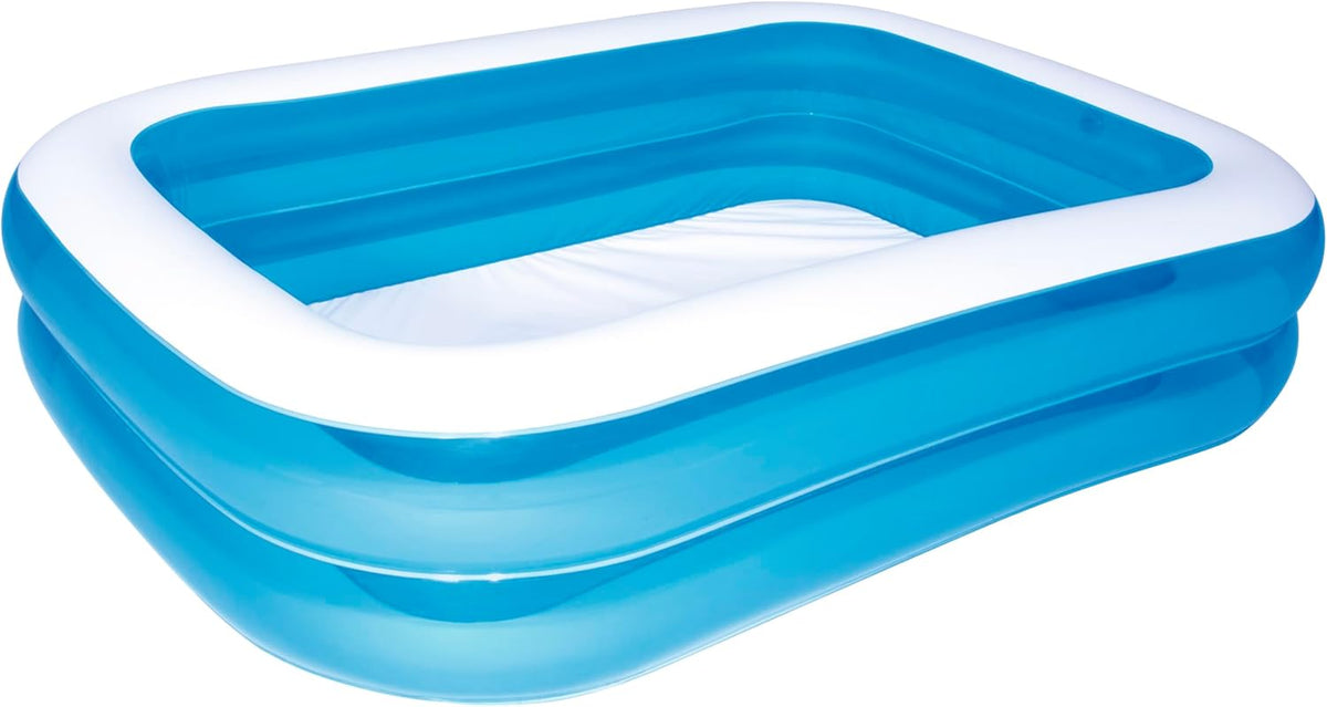 Bestway - Piscina Hinchable Rectangular Blue Deluxe, 211 x 132 x 46 cm, Azul/Blanco