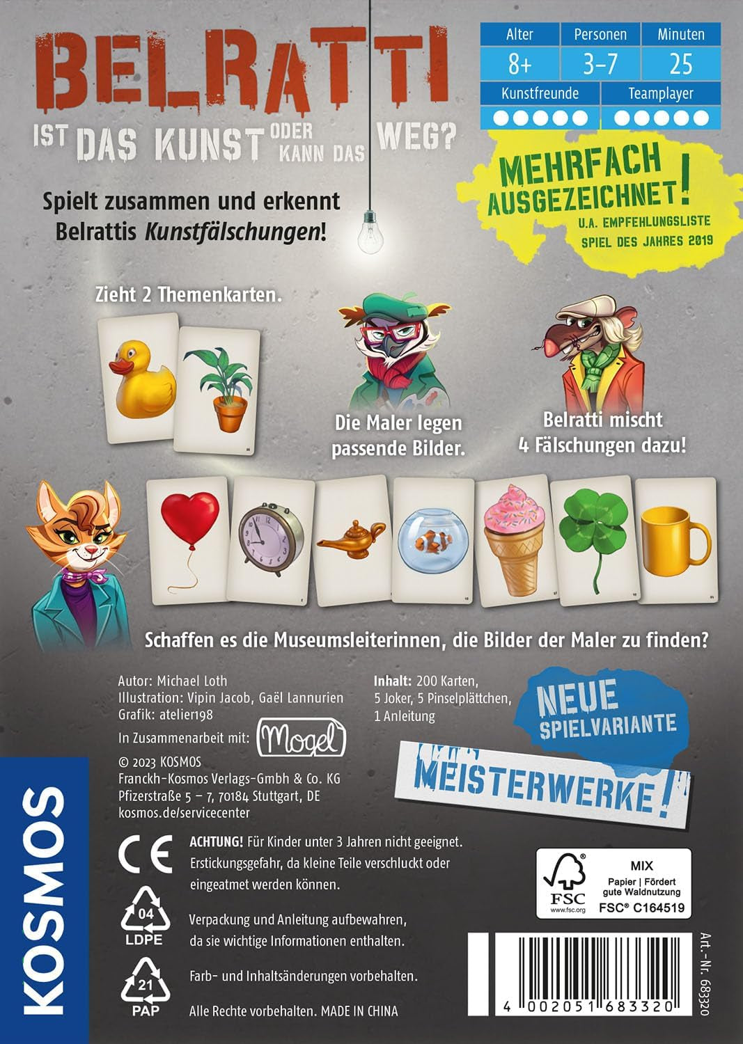 KOSMOS 683320 Belratti, ¿Es esto arte o puede ser este el camino? Juego de cartas, juego cooperativo de combinación de imágenes, de 3 a 7 jugadores, de 8 años en adelante