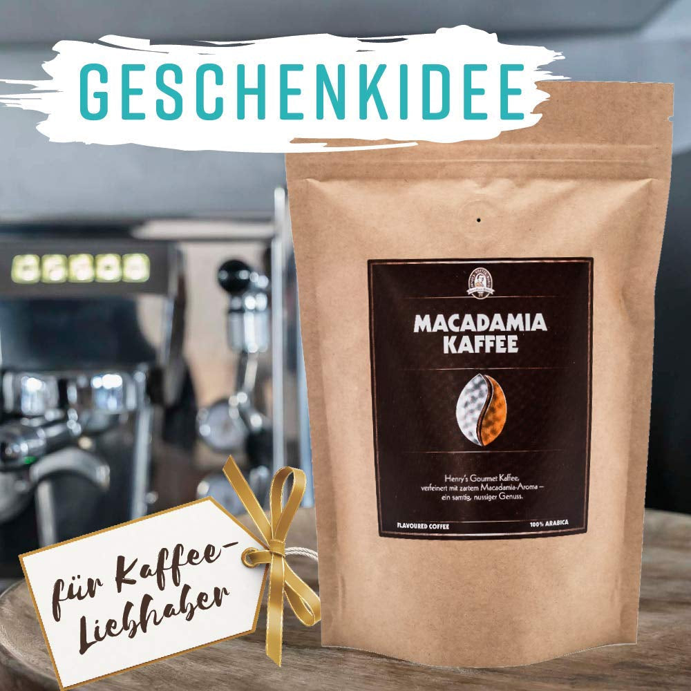 Cafea Henry's Macadamia 1000g - cafeaua noastră gourmet rafinată cu cele mai fine arome - prăjită artizanal - boabe de cafea premium