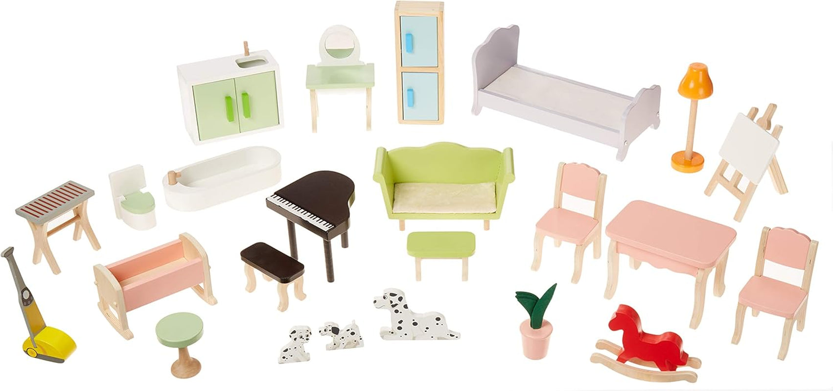 Amazon Basics Casa de muñecas de madera de 4 niveles y muebles, accesorios para muñecas de 12" Naty Shop Casas de muñecas