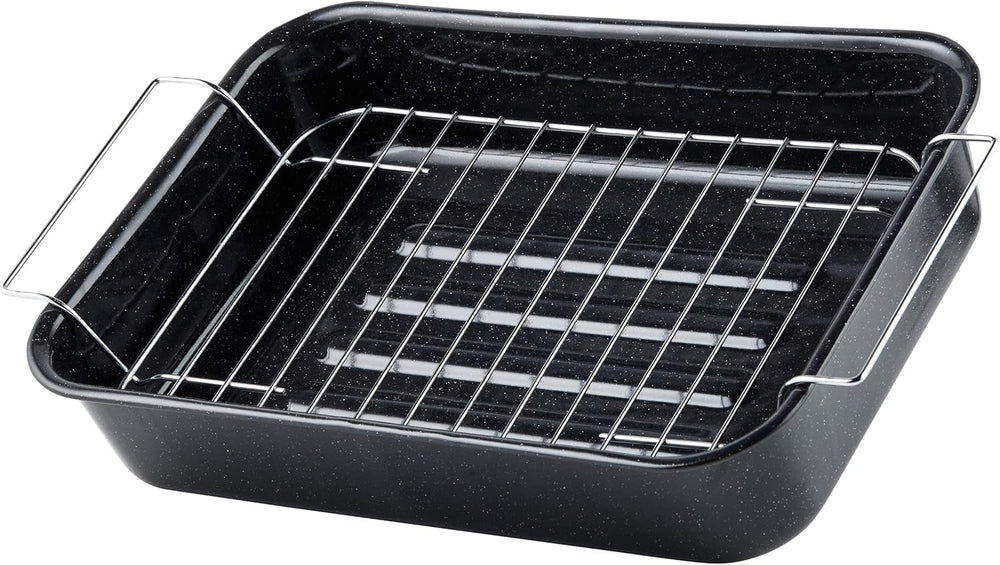 Russell Hobbs CW9161 Romano 34Cm Esmalte Bräter - Mit Gitter, Rechteckige Auflaufform Mit Rost, Spülmaschinenfest Ofenform, Grill Auflaufform, Bratform Für Backofen Ofenbeständig Bis 230 Grados Moldes y bandejas para repostería Naty Shop