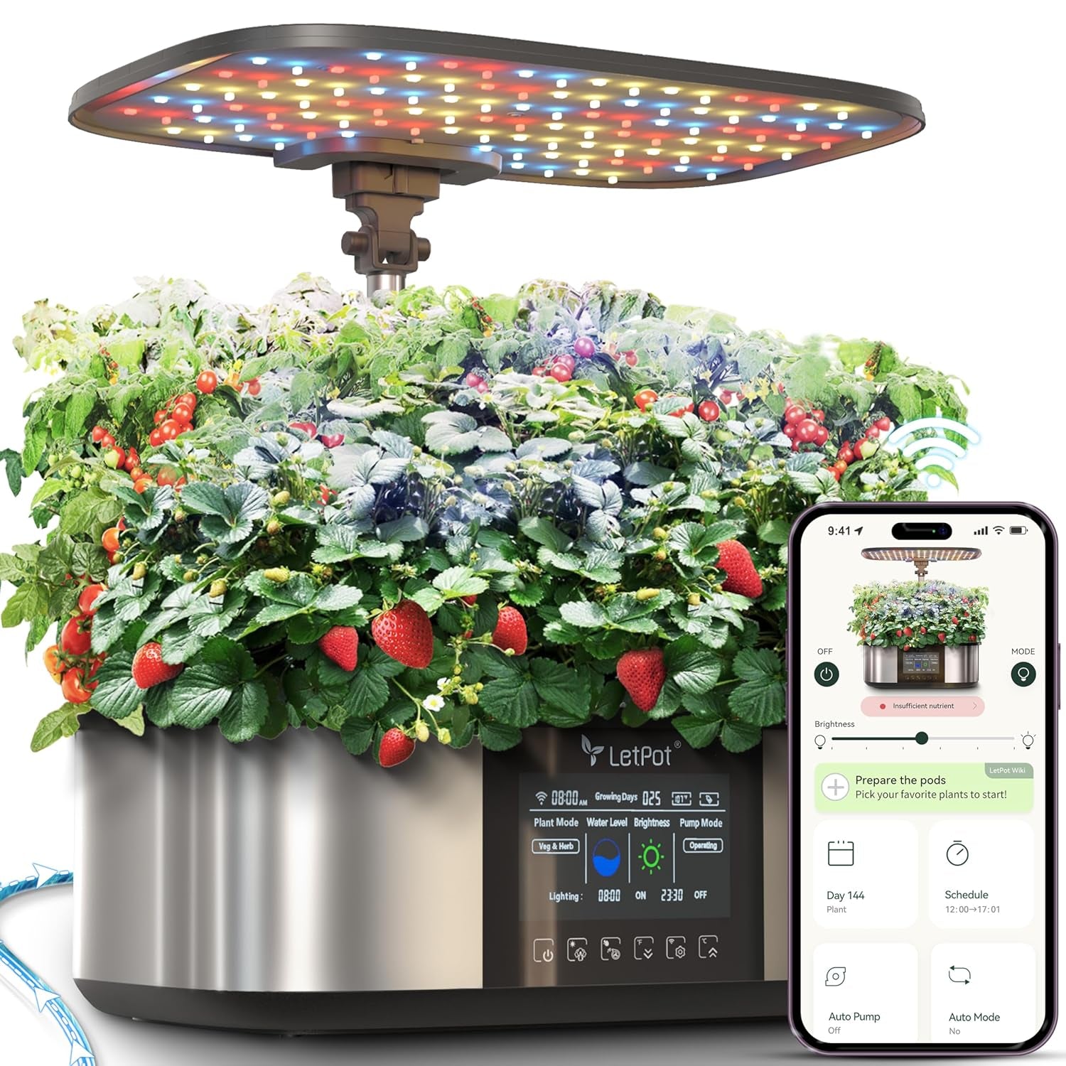 LPH-Max Kit Sistema de Cultivo Hidropónico, 21 Cápsulas, App y WiFi, Control Automático, Jardín Interior Inteligente con Luz LED de 36W, Kit de Riego Automático por Goteo, Cuidado Autogestionado