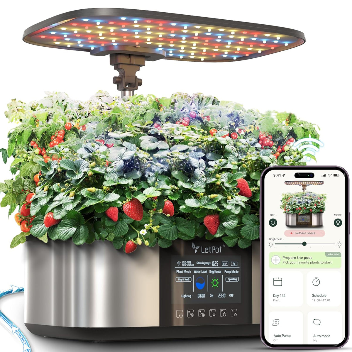 LPH-Max Kit Sistema de Cultivo Hidropónico, 21 Cápsulas, App y WiFi, Control Automático, Jardín Interior Inteligente con Luz LED de 36W, Kit de Riego Automático por Goteo, Cuidado Autogestionado