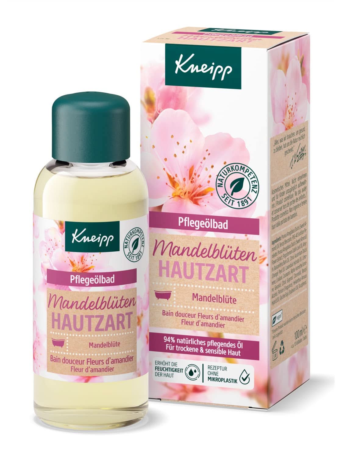Kneipp, ulei de baie, cu 94% ulei pur de migdale, pentru piele uscată și sensibilă - 100 ml Duș și baie Naty Shop