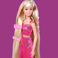 Simba Steffi Love Dream Hair – Puppe de tobillo con cabello extra largo, inkl. Haarclips & Kamm, im pinken Glitzerkleid, 29 cm groß, Frisierpuppe für Kinder ab 3 Jahren