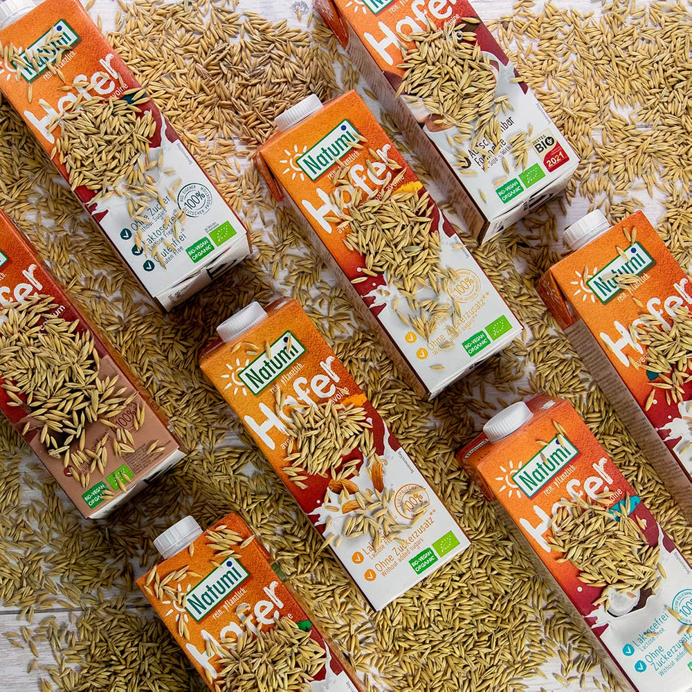 Natumi Bio Haferdrink sin gluten, 8 x 1L - Naturland zertifiziert, Laktosefrei, Glutenfrei, Ohne Zuckerzusatz, Bio, Vegan, Hergestellt mit deutschem Hafer, Milchfreie milchfreie Alternative