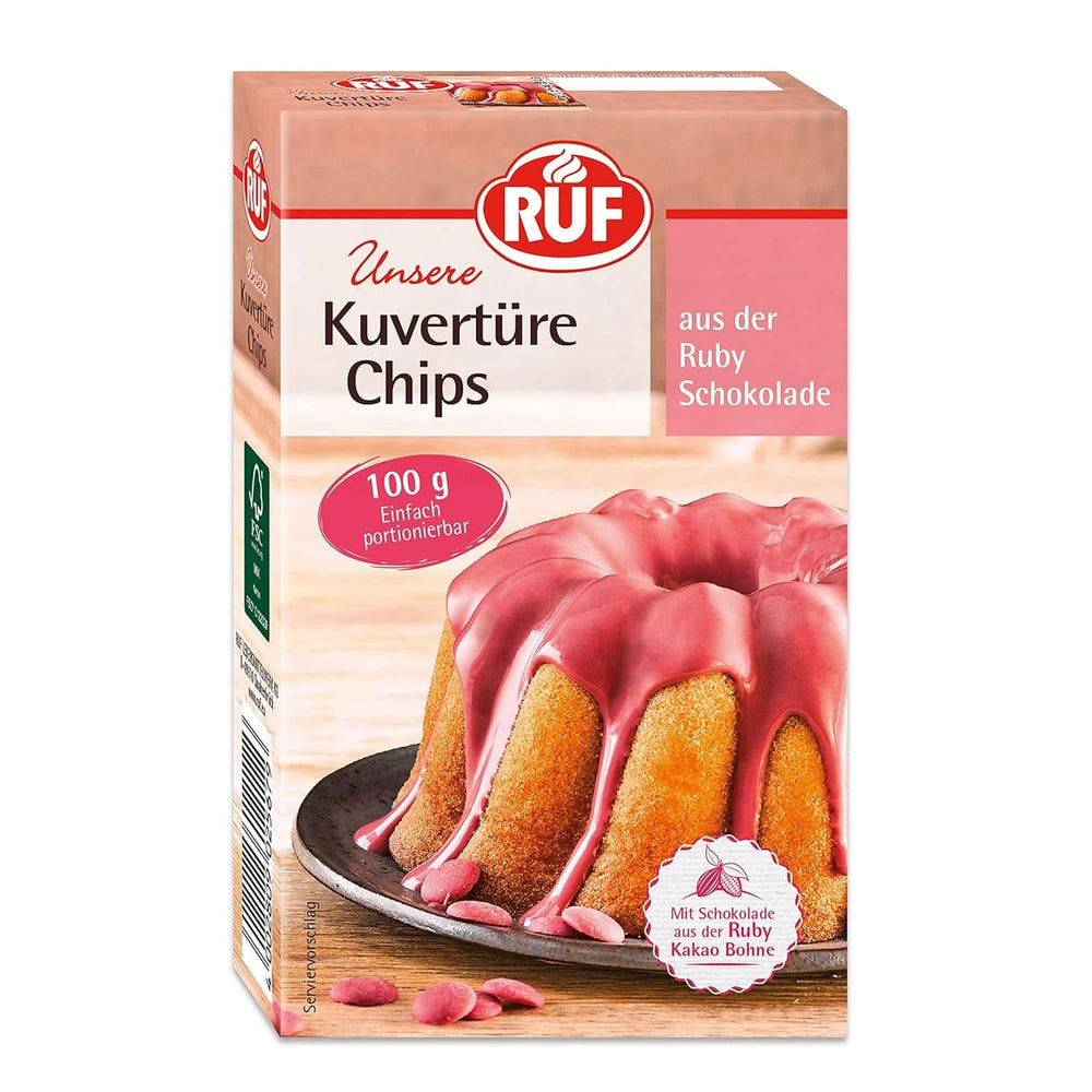 Cobertura RUF Chips Ruby, 100 gramos Esmaltes y Decoración Naty Shop 100 gramos Ruby
