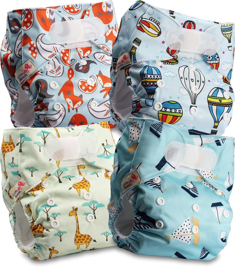 Littles and Bloomz Pañal reutilizable FLV2-0602, cierre de gancho y bucle estándar, 6 pañales