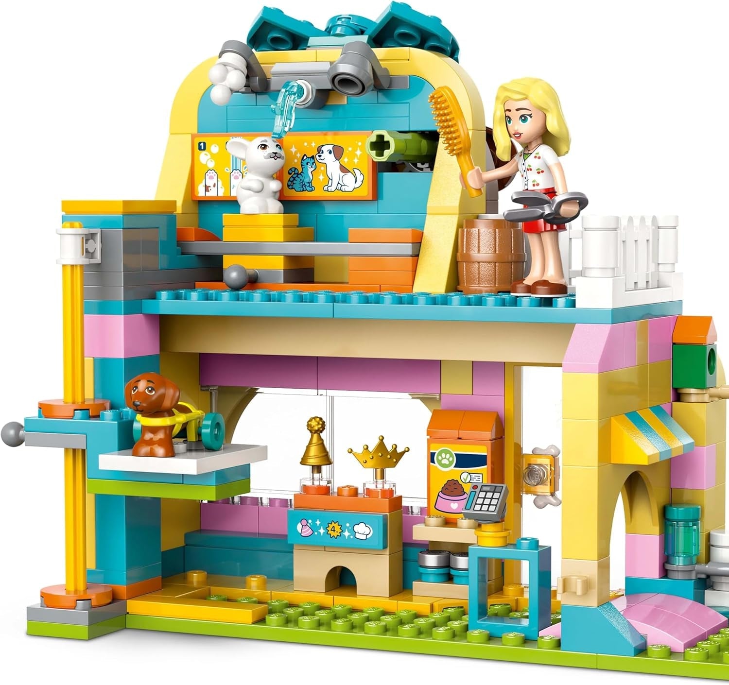 LEGO Friends Animal Accessories Store Set de juego de simulación Juguete educativo para niñas de 6 años 3 minifiguras y 3 figuras de animales Gato Perro Conejito Idea de regalo para niños 42650 Juegos de construcción Besuche den LEGO-Store