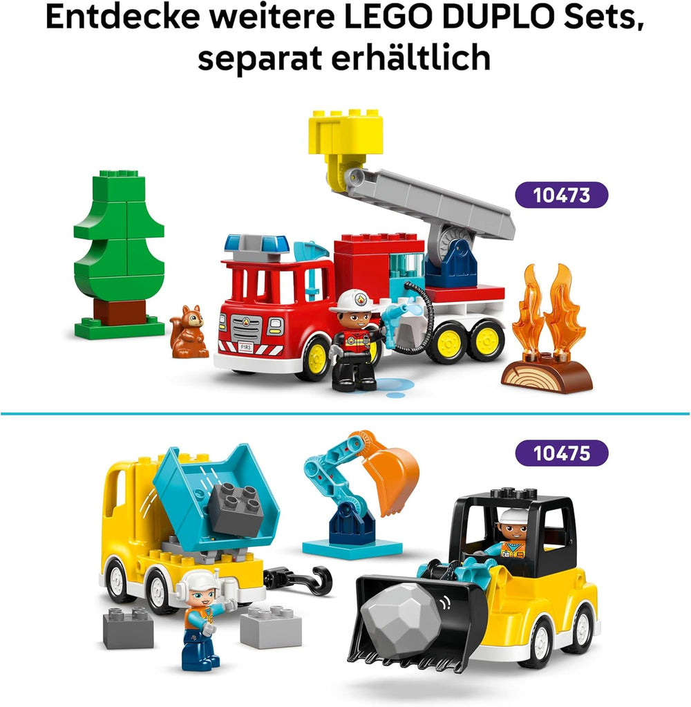 LEGO DUPLO Moto de policía azul - Lernspielzeug zur Förderung der Motorik für Kleinkinder - incl. Motorrad, Polizisten Figur und Verkehrsampel - Geschenk für Jungen und Mädchen ab 2 Jahren - 10471