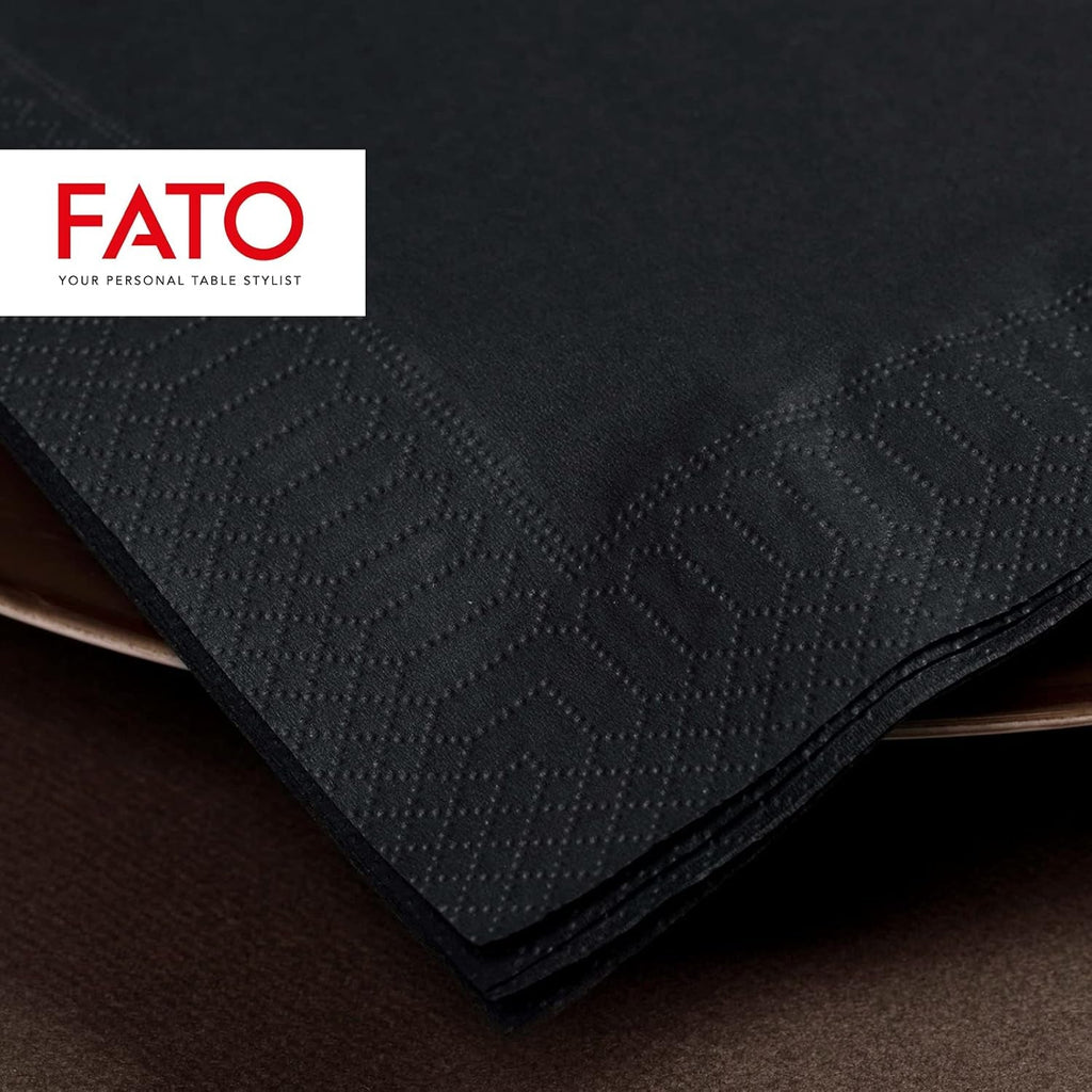 , Șervețele de hârtie de unică folosință, ideale pentru prânzuri informale și bufete, pachet de 50 de șervețele, dimensiune 33X33, 4 pliuri, 2 straturi, culoare neagră, certificate Fsc (pachet de 2)