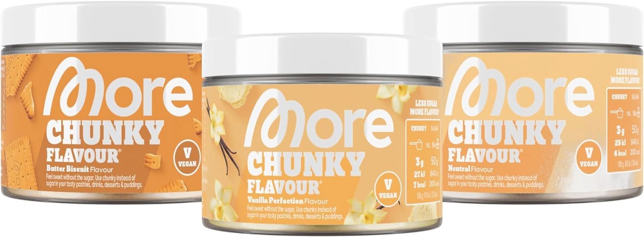 MÁS Chunky Flavor, Blueberry Cheesecake, saborizante en polvo para endulzar con inulina y lactasa, 150 gramos