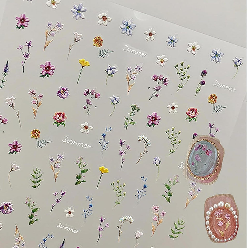 Nagelsticker Set - Selbstklebende Nail Sticker, Nageldesign Zubehör, Nail Art, Nagelaufkleber Für Fingernägel, Blumen Nagelsticker, Nagel Deko