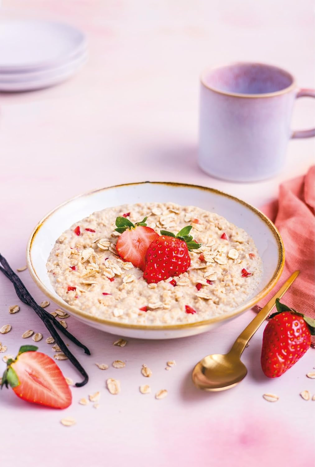 Avena instantánea RUF con fresas y vainilla, una comida de verano con avena lista en 3 minutos, 1 sobre x 65g