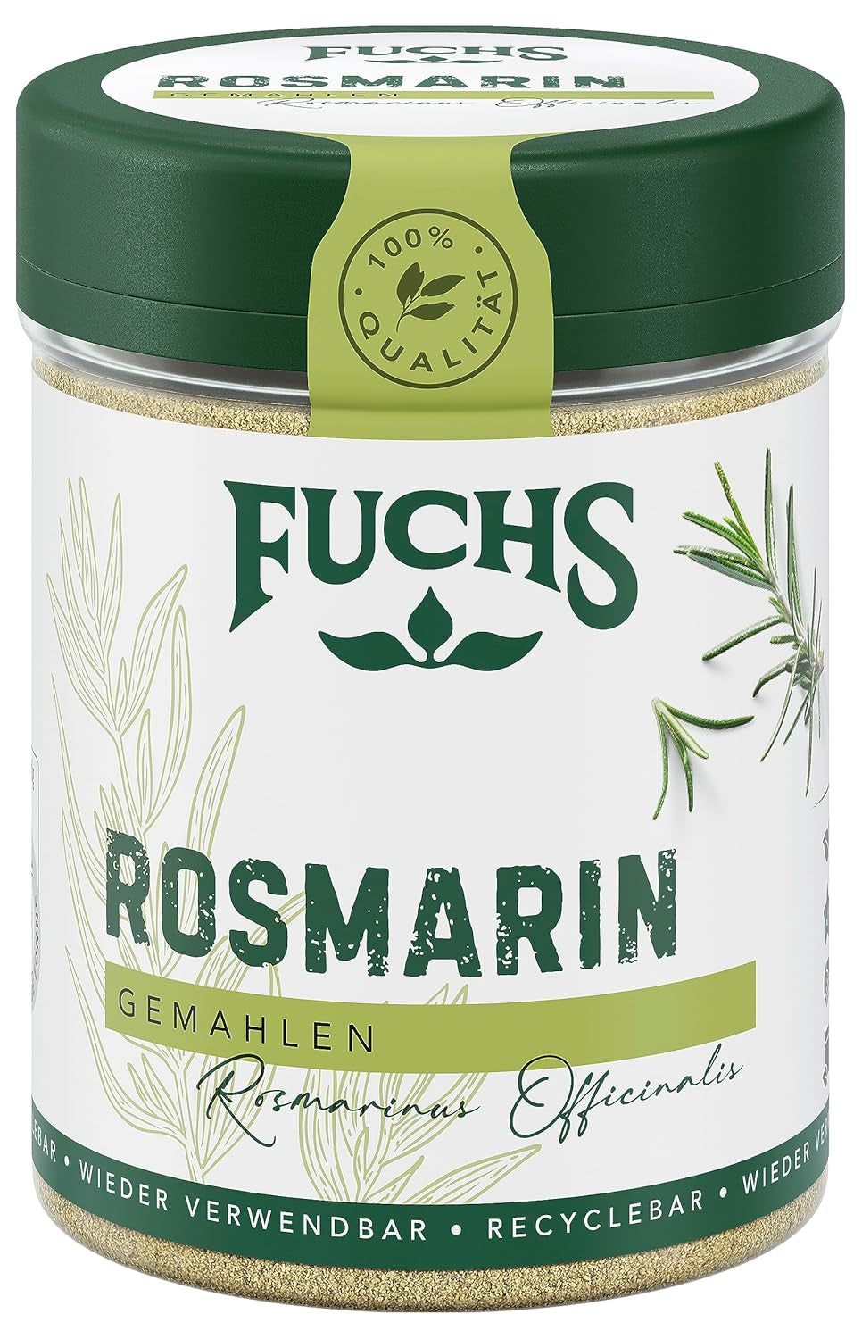 Fuchs Gewürze - Rosmarin gemahlen - zum Würzen von Fisch, Fleisch und Gemüse - ingredientes naturales - 30 g en wiederverwendbarer, recyclebarer Dosis