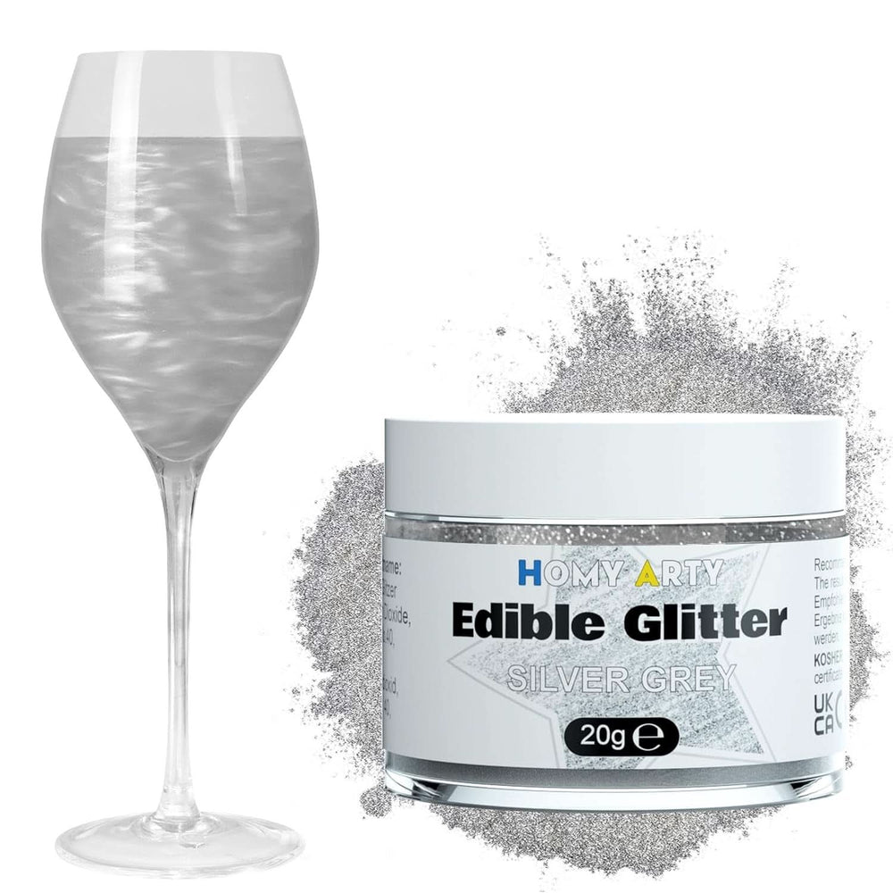 Purpurina comestible para bebidas, 4 gramos Glitter Naty Shop Plata 20 gramos