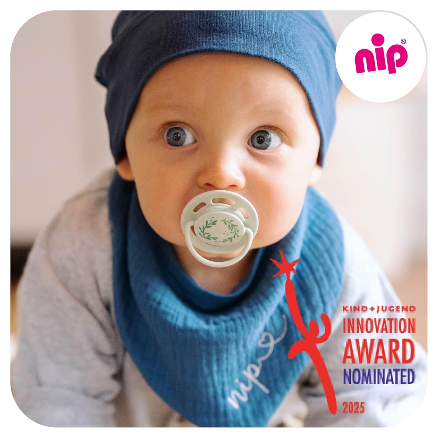 nip - Verde Cireș | 0-6 luni | Pachet de 4 | Suzetă pentru bebeluși, potrivită pentru alăptare și pentru dinți. Suzetă sustenabilă, fabricată din materii prime naturale, verde deschis/maro