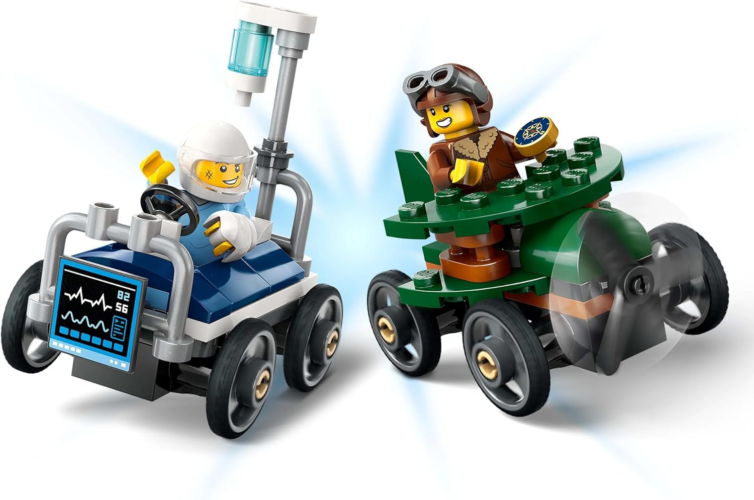 Avión LEGO City vs. Set de coches de carreras con cama de hospital - Jabonera de juguete para niños y niñas a partir de 5 años - Set de construcción con 2 minifiguras - Regalo de cumpleaños y vacaciones 60459 Juegos de construcción Besuche den LEGO-Store
