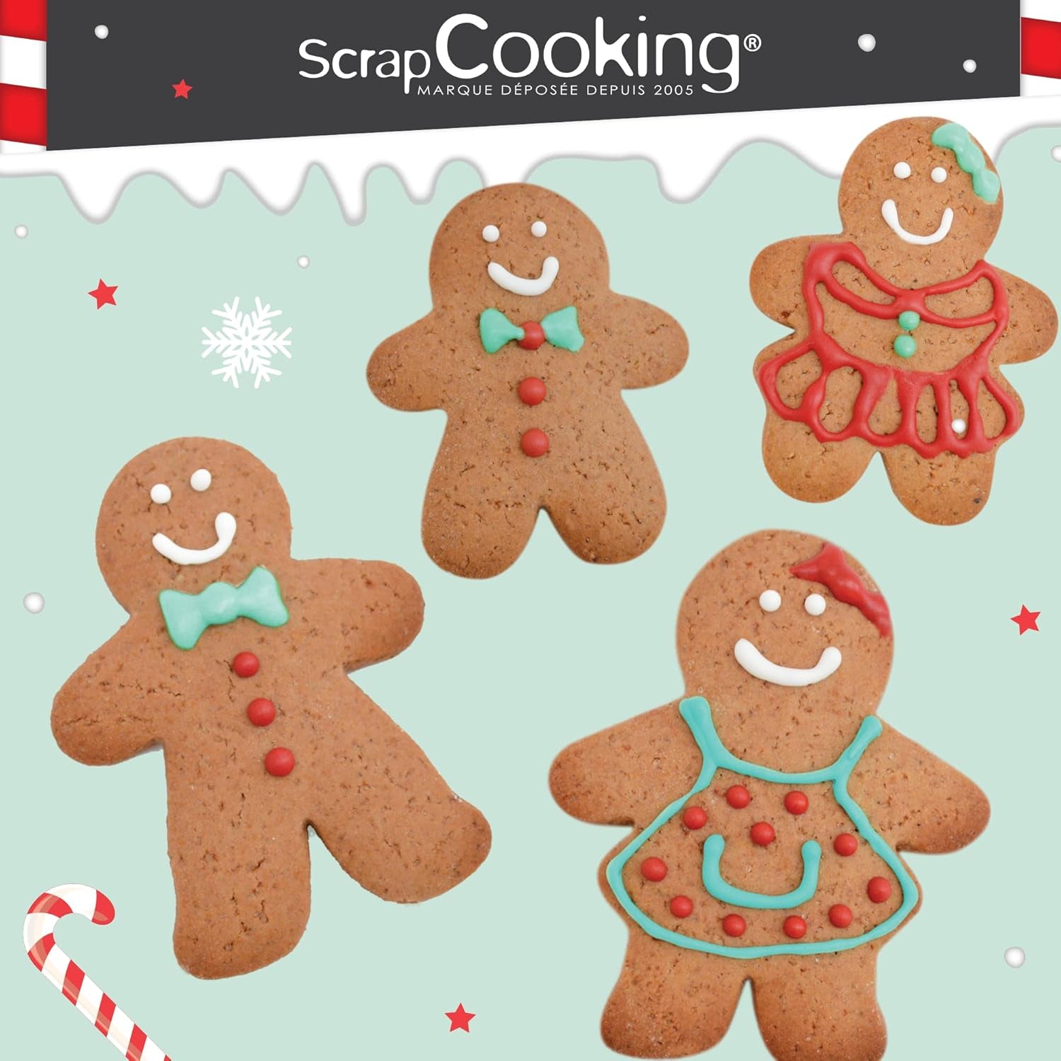 ScrapCooking - 4 Forme de Biscuiți Omuleț de Turtă Dulce - Forme de Biscuiți de Crăciun din Oțel Inoxidabil - Forme de Biscuiți Omuleț de Turtă Dulce - Accesorii de Coacere Design Tort - 2081