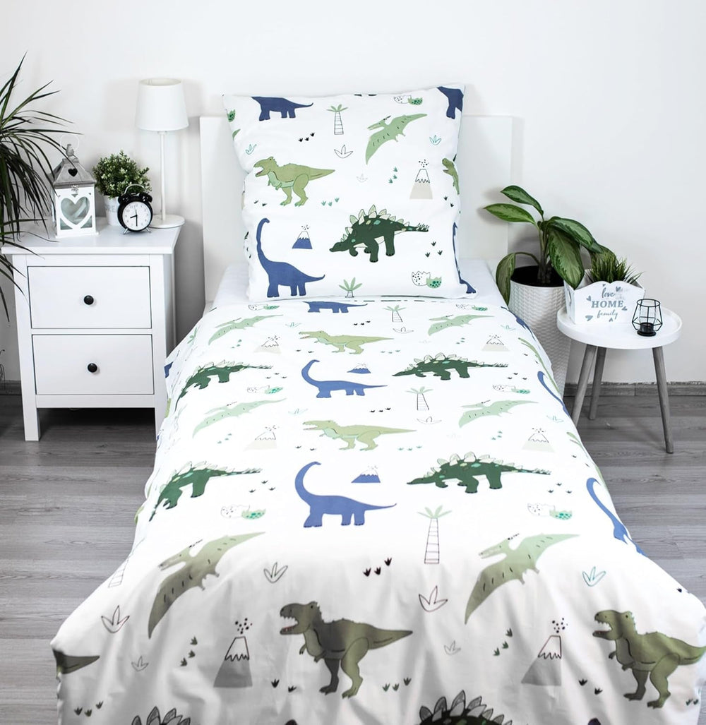 Lenjerie de pat pentru copii, reversibila, Dinozauri Lenjerie de pat - copii Naty Shop Default Title