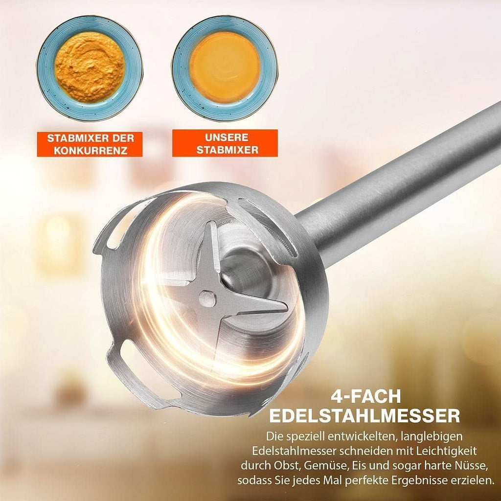 Proficook® 2In1 Stabmixer & Schneebesen | Stabmixer 1000 Watt Für Mixen, Zerkleinern & Pürieren | Smoothie Maker M. Langem Mixstab | Pürierstab M. Edelstahlgehäuse & Soft Touch-Griff | PC-SMS 1220 Mama si Copilul Naty Shop