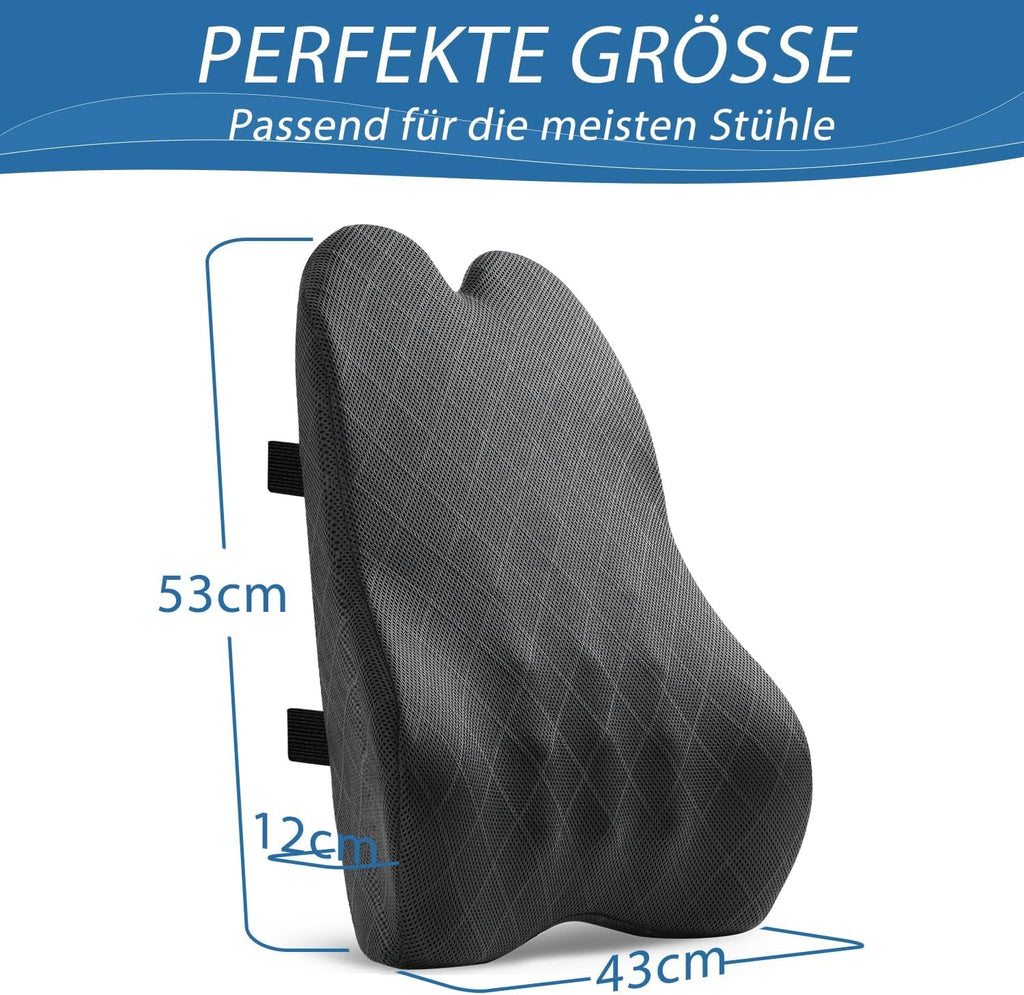 SKYNY Pernă pentru spate Pernă pentru spate pentru mașină Pernă lombară pentru scaun de birou Pernă pentru spate din spumă de memorie potrivită pentru casă, birou, mașină, scaun cu rotile gri mare (gri) Perne lombare Naty Shop