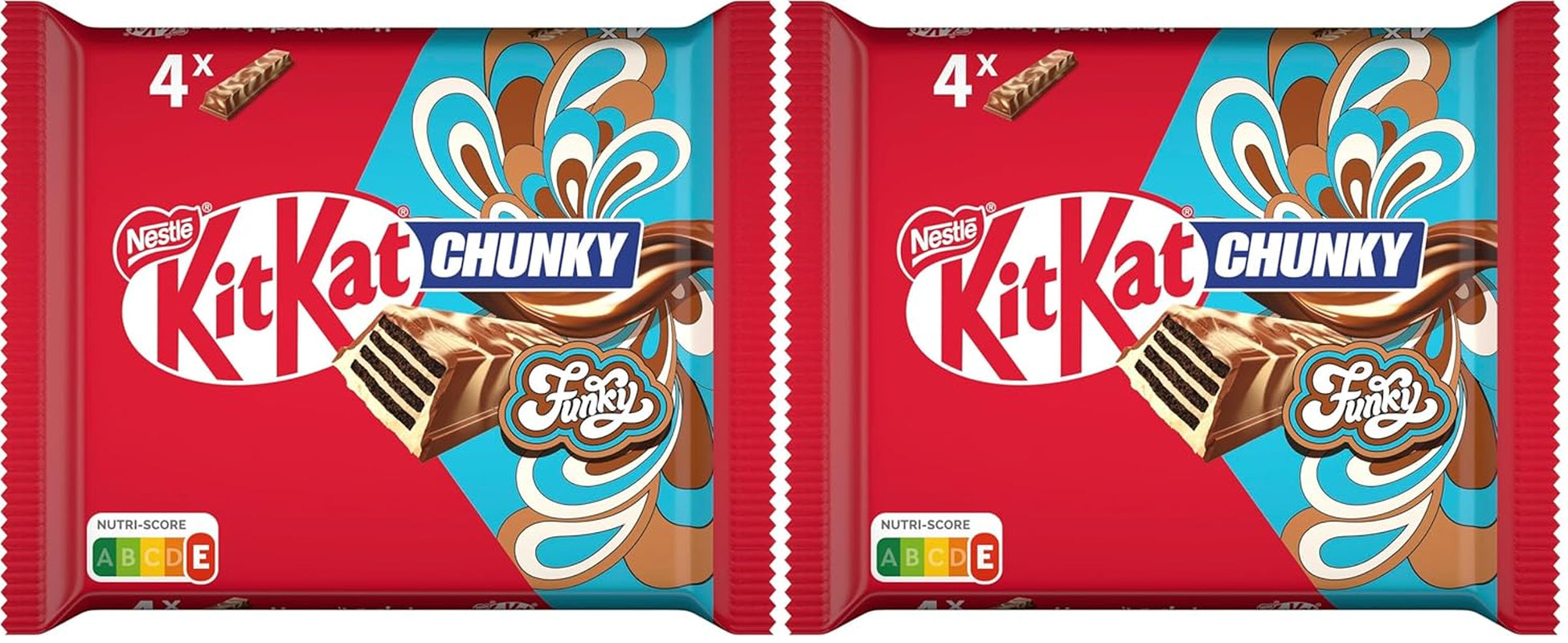 Oblea crujiente Nestlé Chunky Funky en chocolate con leche, paquete múltiple, paquete de 2 (4 x 40 g cada uno)