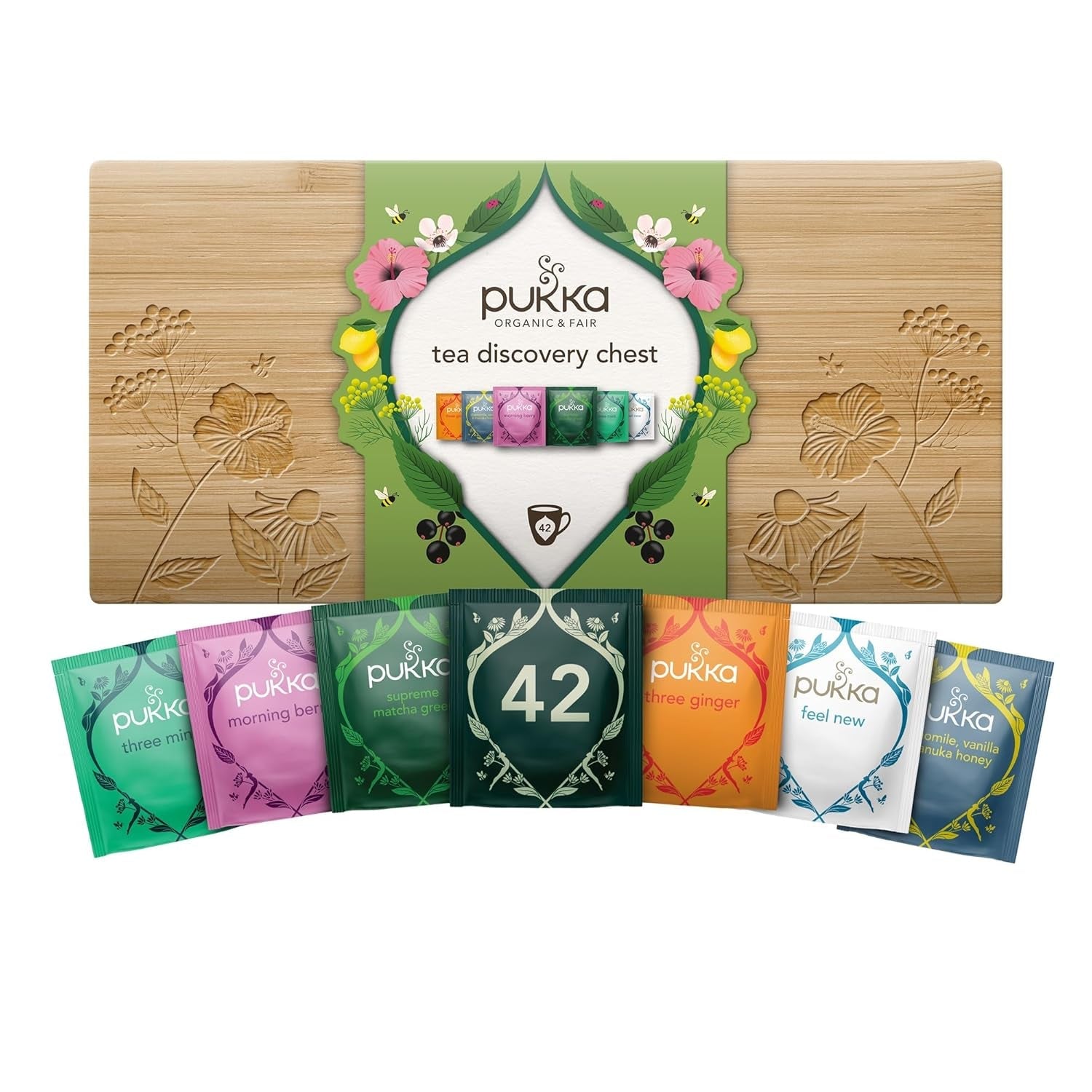 Set cadou ceai Pukka, ceai din plante bio, cutie de ceai, set de ceai durabil, ideal pentru orice ocazie, idee de cadou, 9 variante, 45 pliculețe de ceai
