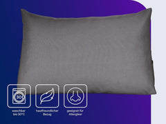 Pernă de citit Traumnacht Cozy Back Cushion, 70 x 40 cm gri închis, husă detașabilă și lavabilă din 100% poliester, buzunar lateral practic, certificată Oeko-Tex, produsă conform standardelor germane de calitate