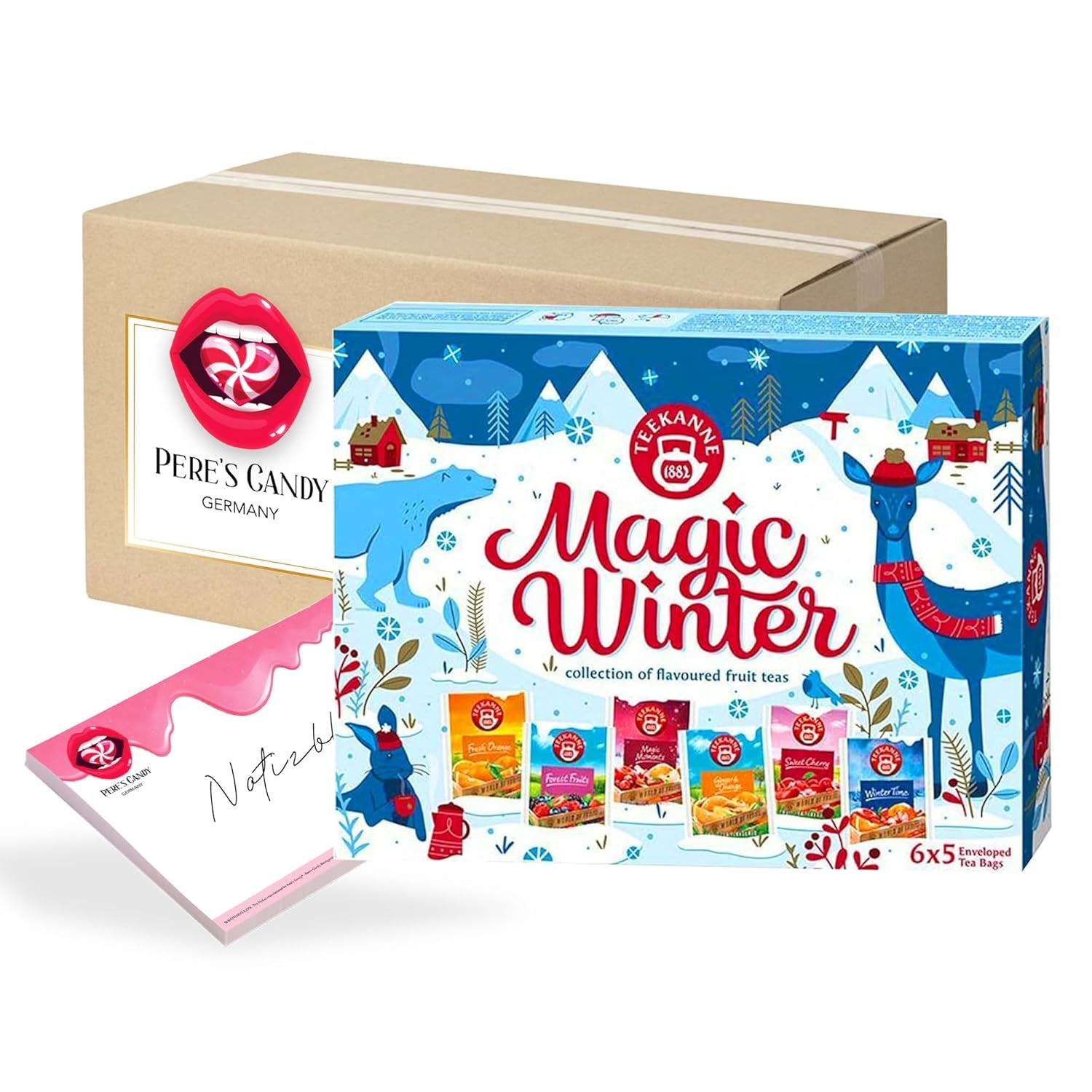 Pere'S Candy Bundle pentru ceainic LOVE Fruits Collection Box 3 x 10 pliculețe ceai de fructe + cadou Pere'S Candy