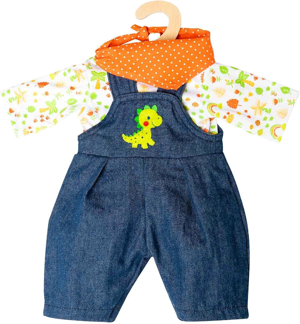 Heless 1115 - Juego de ropa para muñecos con diseño de dinosaurio, 3 piezas con pantalones, camiseta y ropa de abrigo, tamaño 28 - 35 cm