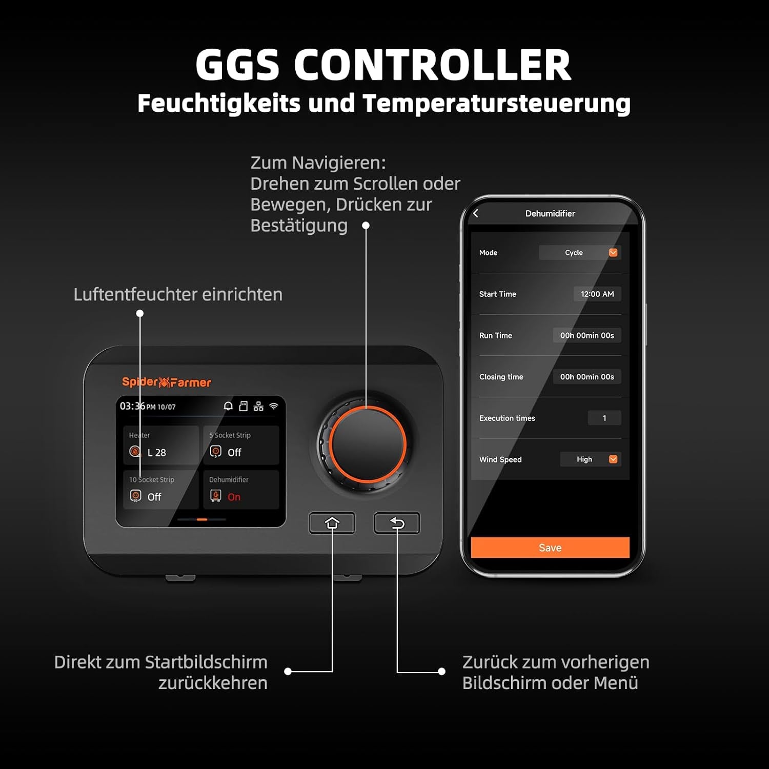 SPIDER FARMER Deshumidificador, Deshumidificador de Plantas 12L con Control de Humedad, Control de App, Función de Temporizador 24H para Tiendas de Cultivo, Deshumidificador Eléctrico para Jardines Interiores, Apartamentos y Sótanos