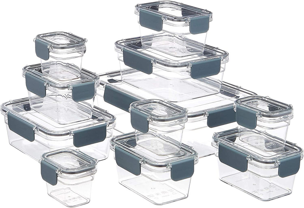 Amazon Basics Tritan keep-fresh poate cu închidere, 11-pack, (11 cutii + 11 capace), clar Cutii depozitare alimente Naty Shop 11-pachet