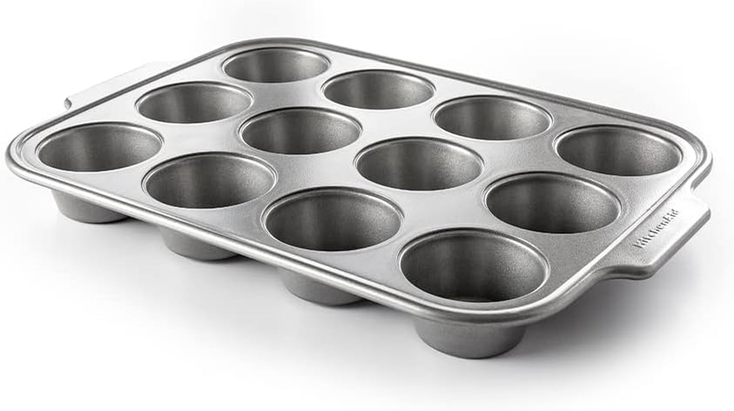 Utensilios para hornear de acero aluminizado Kitchenaid Bandeja para muffins Antiadherente Apto para horno Apto para lavavajillas Gris Naty Shop Bandejas y moldes para hornear