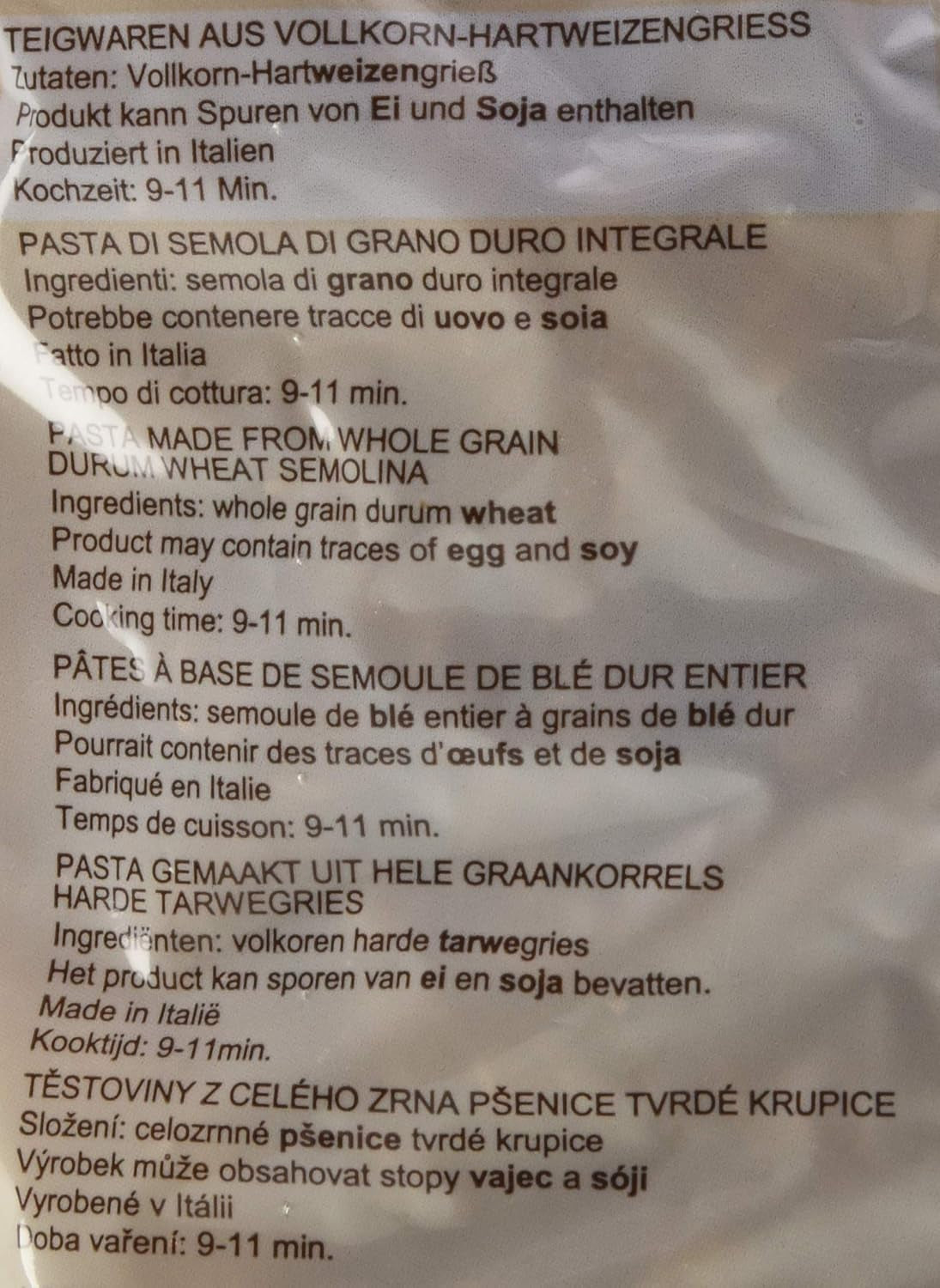 Pasta espiral integral, 500 g