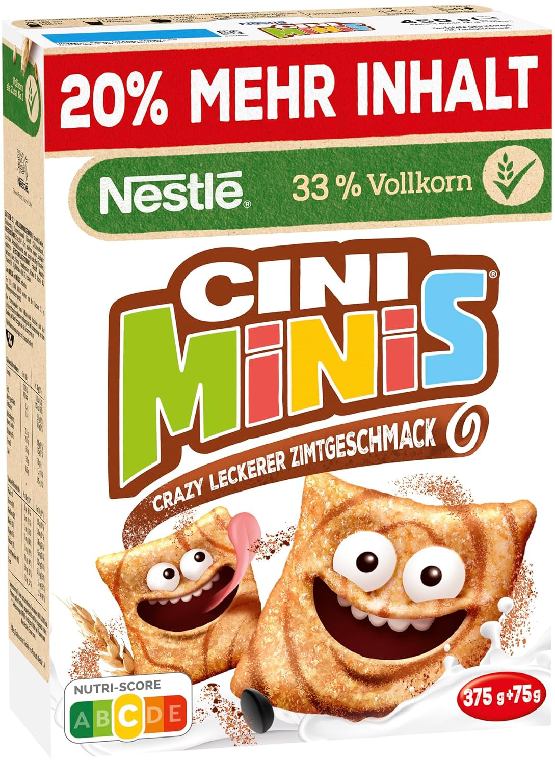 Nestlé CINI MINIS, Muesli con Canela, 37% Cereales Integrales Vitales, con Vitaminas, Calcio y Hierro, Copos Crujientes, Paquete de 7 (7x375g)