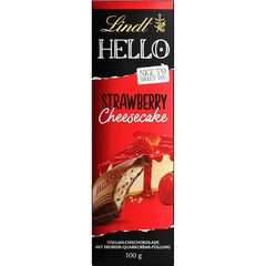 Lindt HOLA Tarta de queso con fresas y chocolate | Barra 100g | Chocolate con leche con relleno de crema de quark de fresa | Barra de chocolate | regalo de chocolate