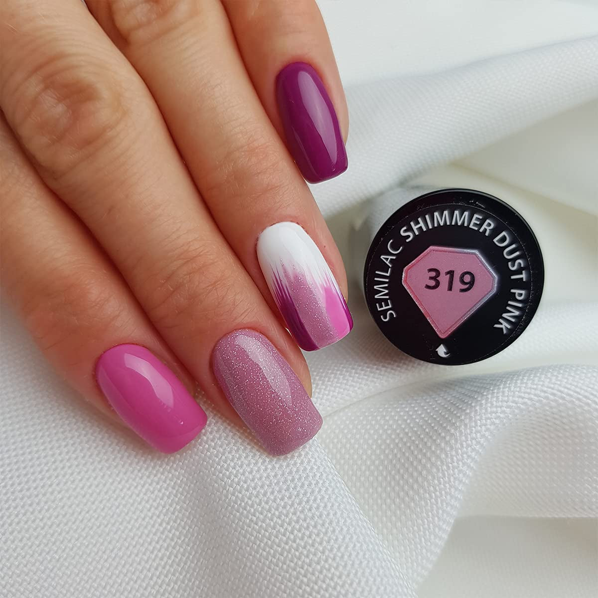 Esmalte de uñas UV Semilac Hybrid 319 Shimmer Dust Pink 7ml