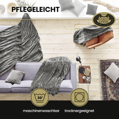 Gözze - Cómoda manta con sensación de cachemira premium, 500 g/m², 180 x 220 cm - mostaza Camas y mantas Besuche den Gözze-Store