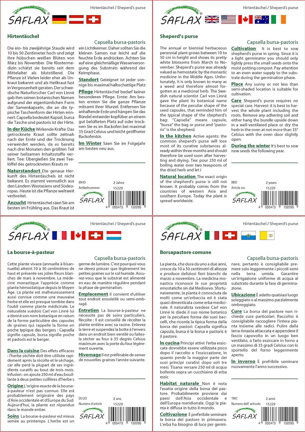 SAFLAX - Heilpflanzen - Hirtentäschel - 1000 Samen - Mit Keimfreiem Anzuchtsubstrat - Capsella Bursa-Pastoris