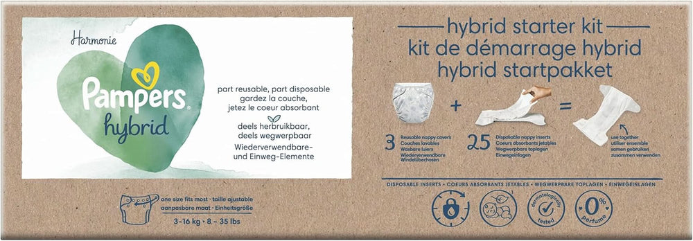 Pampers - Harmony Hybrid Starter Pack, 3 scutece lavabile + 25 șervețele de unică folosință - 1 pachet Mama si Copilul Naty Shop