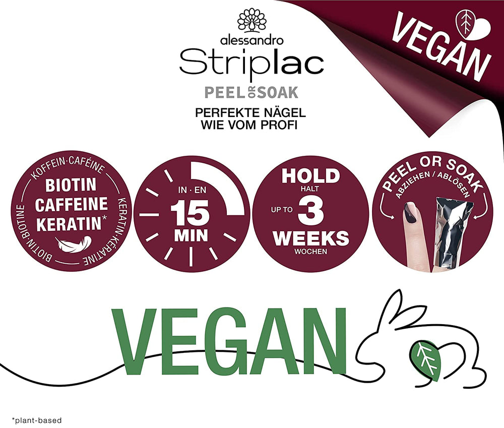 Esmalte de uñas UV Alessandro Striplac Red Ilusion – Delicado y duradero – Fácil eliminación gracias a la tecnología de eliminación peel-off – Vegano y libre de crueldad animal – 8 ml