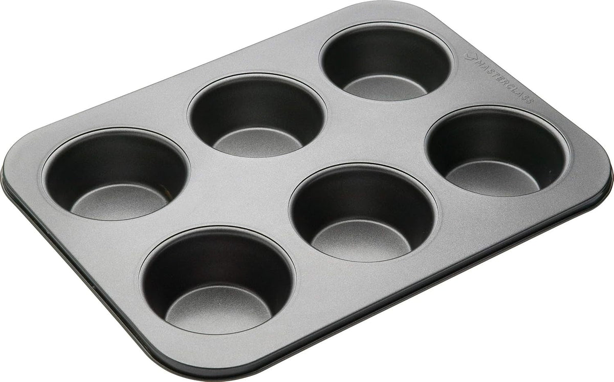 Masterclass Tiefes Muffinblech/Yorkshire Puddingform, 6-Loch-Form Mit PTFE-, PFOA- Und Bpa-Freier Antihaftbeschichtung, Robuster 1 Mm Kohlenstoffstahl, Grau, 35 X 26 Cm Moldes y bandejas para hornear Naty Shop