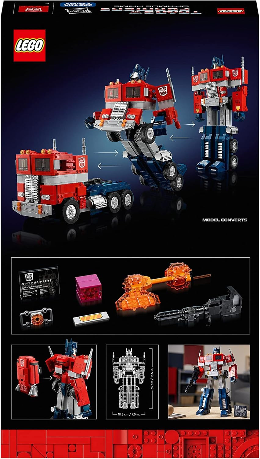 LEGO 10302 Icons Optimus Prime Set, Figura de Robot 2 en 1 y Modelo de Camión, Kit de Modelo de Juguete Transformers para Adultos, Regalo de Cumpleaños o Navidad para Hombres, Mujeres, Ella y Él Juegos de Construcción Besuche den LEGO-Store