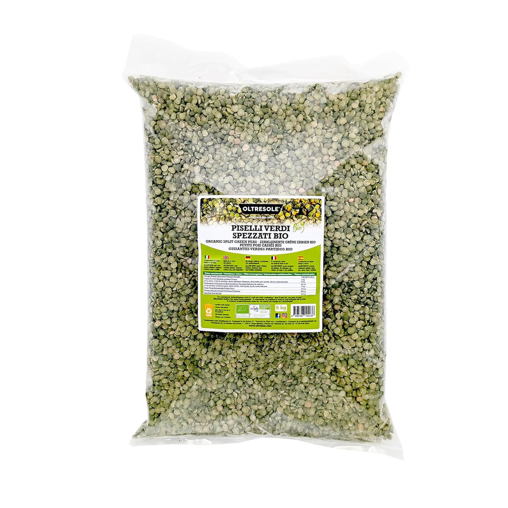 Guisantes verdes partidos orgánicos 1 kg, legumbres orgánicas secas sin cáscara y partidas, no requiere remojo, fuente de proteínas, ideal para sopas, paquete familiar ideal